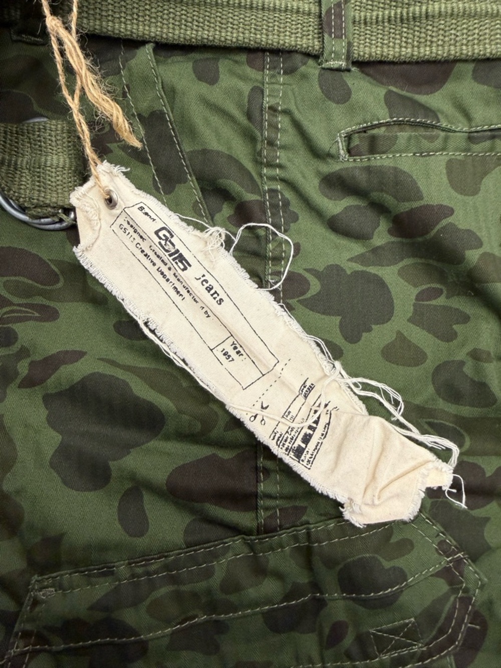 GS115 Men's Camo Cargo Shorts-Olive Green-NWT Size 34 - Picture 10 of 11